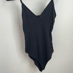Black Ribbed Bodysuit